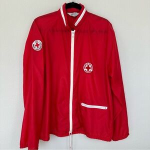 American Red Cross Volunteer Rainbow Sportswear Red Nylon Jacket L